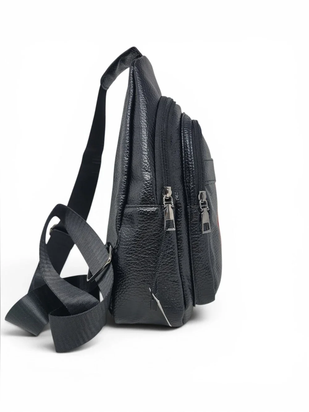 Black messenger, Sling, Crossbody Bag, with Red And Green Stripes